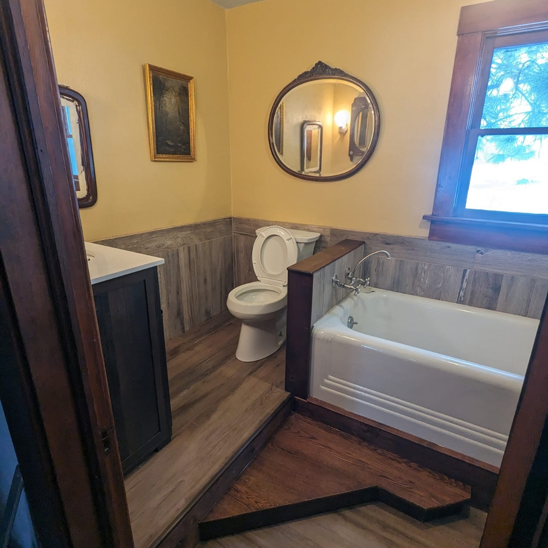 Rustic-style remodeled bathroom interior in an Idaho home Rustic Bathroom updated